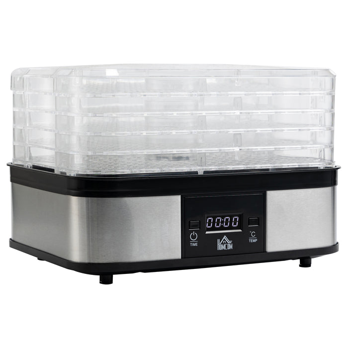 245W Stainless Steel 5-Tier Food Dehydrator - Adjustable Temperature, Timer, LCD Display for Efficient Drying - Ideal for Preserving Fruits, Creating Healthy Snacks