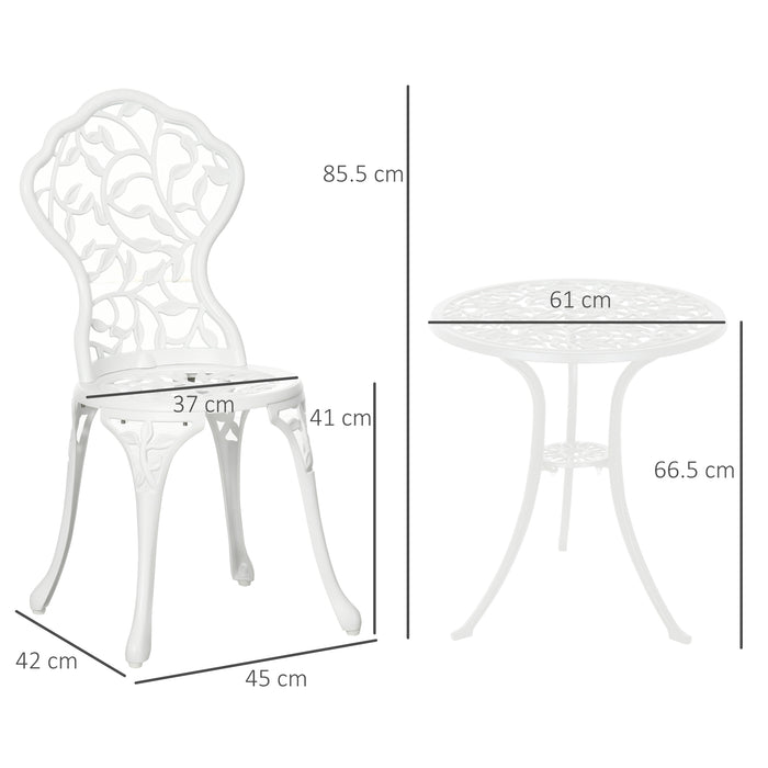 3-Piece Aluminum Bistro Set - Antique Design Garden Dining Furniture with Table and Chairs - Perfect for Patio Seating and Outdoor Entertaining