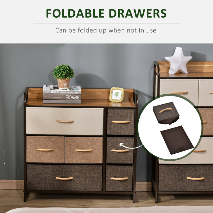 7-Drawer Fabric Dresser - Bedroom & Entryway Storage Organizer with Wooden Top and Steel Frame - Versatile Chest of Drawers for Clutter-Free Spaces