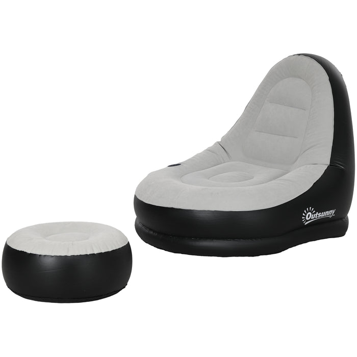 Inflatable Lounger with Footrest and Built-in Cupholder - Comfortable Chair Set for Gaming, Reading, Movies - Perfect for Relaxation and Entertainment Spaces