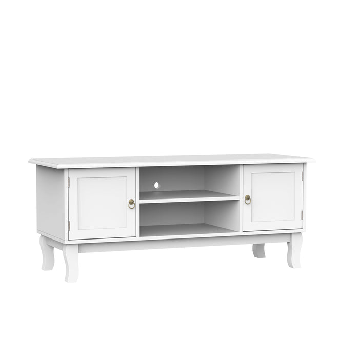 Ivory White Corner TV Stand - Sleek MDF Media Unit Table - Ideal for Space Saving & Living Room Organization