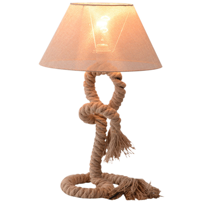 Nautical Twisted Rope Table Lamp - E27 Bedside Light for Bedroom & Living Room - Essential Beige Glow for Home Ambiance