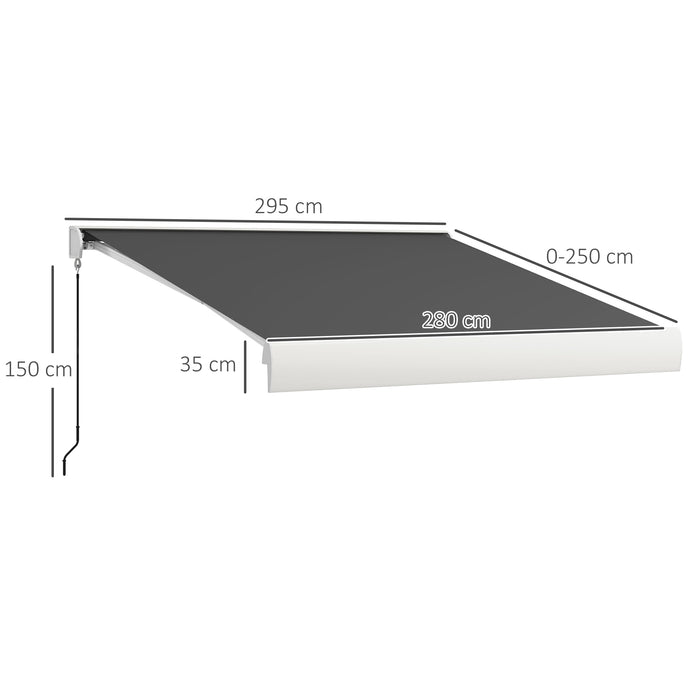 Electric Retractable Awning 3 x 2.5m - Aluminum Frame Sun Canopy with Remote Control for Patios and Windows - Provides Shade, Enhances Outdoor Comfort