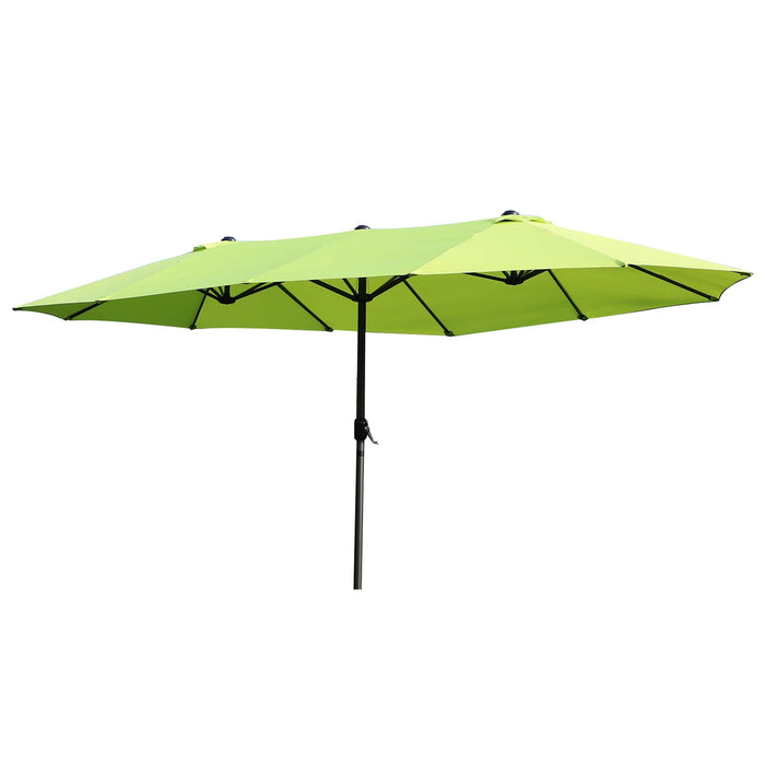 Double-Sided 4.6m Garden Parasol - Large Patio Sun Umbrella & Shelter Canopy in Grass Green - Ideal for Outdoor Shade without Base