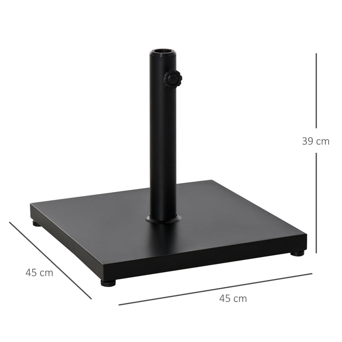 Heavy-Duty Steel Parasol Stand Base with Adjustable Knob - Square, Secure Umbrella Support, Black Finish - Ideal for Outdoor Patio Stability