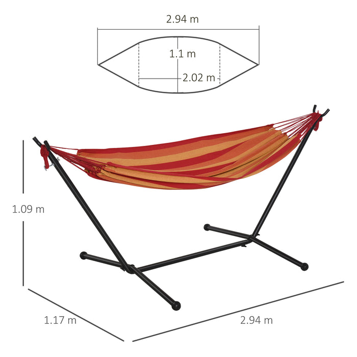 Adjustable Red Stripe Hammock with Stand - Portable & Durable Camping Hammock, 120kg Capacity, Includes Carrying Bag - Ideal for Outdoor Relaxation and Adventure Enthusiasts