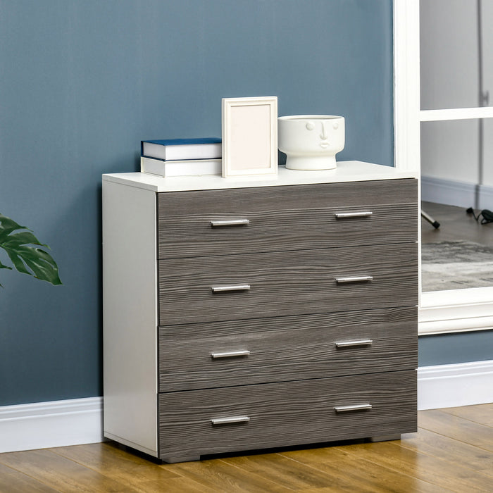 4-Drawer Chest - Grey Storage Organizer for Bedroom and Living Room - Space-Saving Dresser Unit