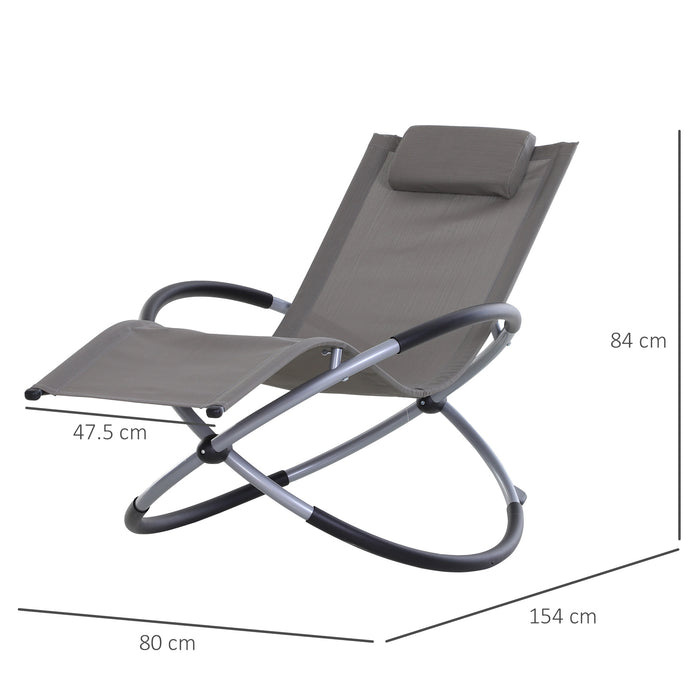 Zero Gravity Patio Chaise - Foldable Rocking Chair with Pillow, Outdoor Orbital Lounger - Perfect for Deck, Garden Relaxation