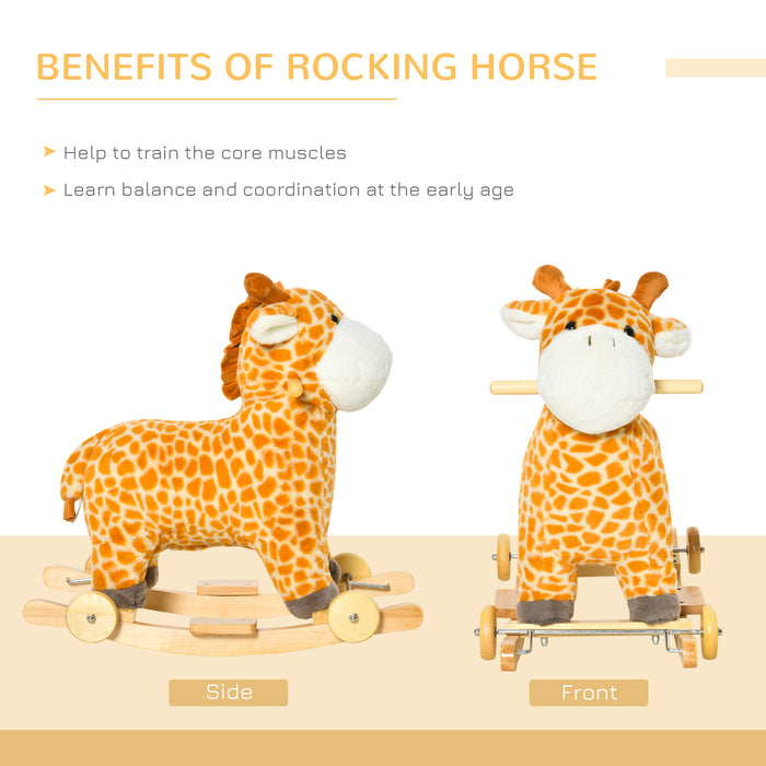 Kids 2-in-1 Plush Giraffe Rocker and Glider - Rocking Horse with Lifelike Sounds, Soft Fabric - Fun and Engaging Toy for Children 3-6 Years Old