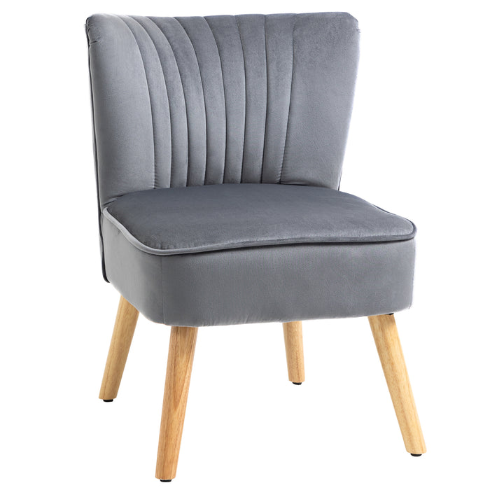 Fabric Upholstered Accent Chair - Contemporary Living Room Seat with Rubberwood Legs and Plush Cushioning, Grey - Elegant Comfort for Home or Office Spaces