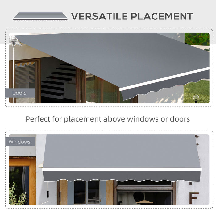 Manual Retractable Garden Awning - 2.5m x 2m Grey Sun Shade Shelter with Winding Handle - Ideal for Patio Protection and Outdoor Relaxation