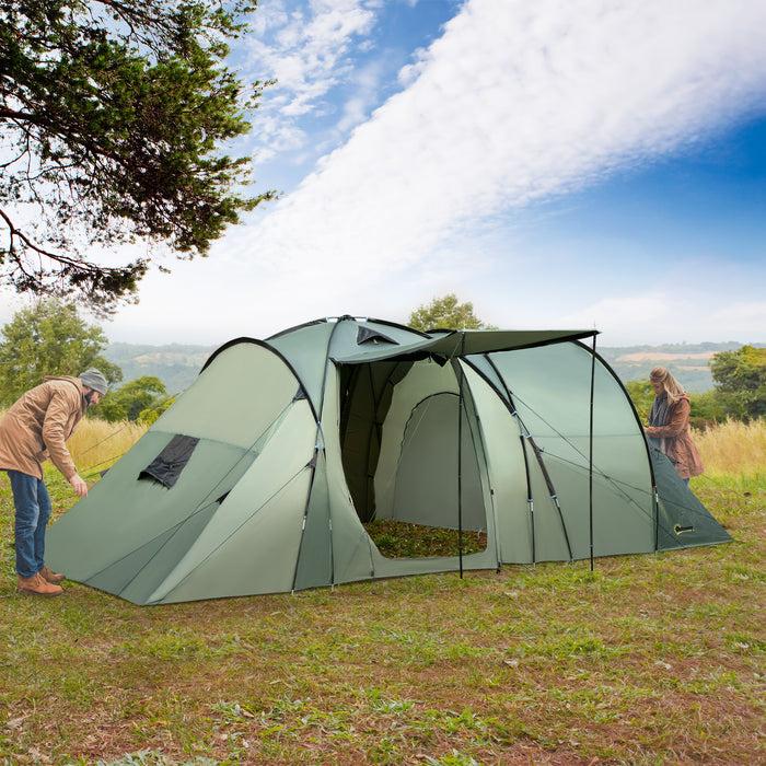 5-Person Family Camping Tent with Gazebo - Waterproof Garden Shelter with Rainfly, Multichamber Design - Spacious Outdoor Accommodation for Groups, Includes Carry Bag