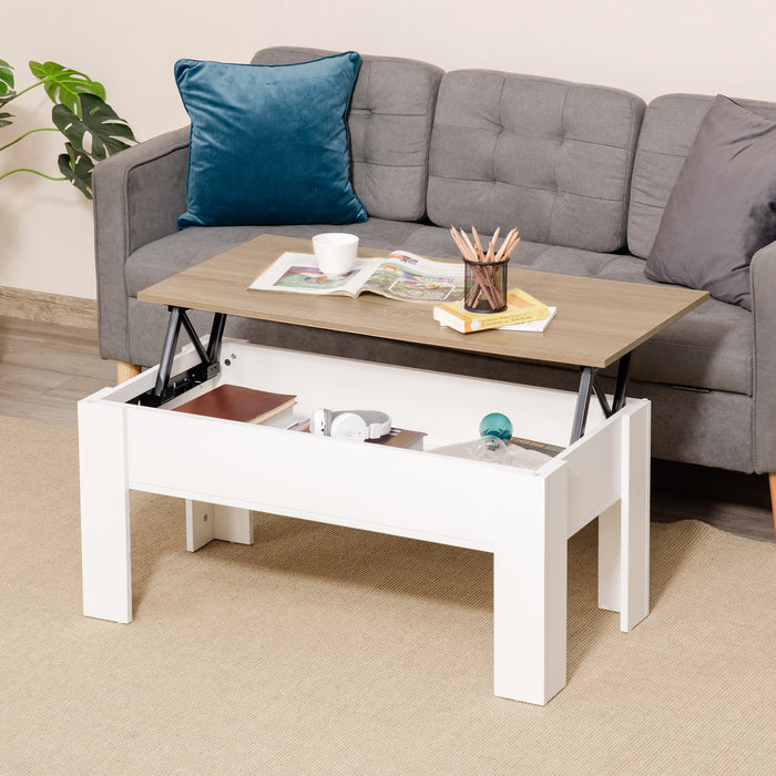 Lift-Up Coffee Table with Spacious Hidden Storage - Versatile Elevating Top Design for Modern Home Decor - Functional Living Room Centerpiece with Pop-Up Workspace