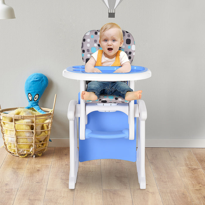 HDPE Baby Booster - 3-in-1 Convertible High Chair in Blue - Ideal for Feeding, Playtime, and Growing Toddlers