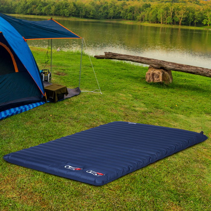 Self-Inflating PVC Mattress for 2-3 Person - Comfortable Camping Sleeping Pad in Green - Ideal for Outdoor Adventures and Family Trips