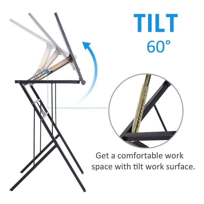 Adjustable Height Tiltable Writing and Drawing Desk - 90x50 cm Workstation with Craft Table and Drafting Board Features - Ideal for Art Enthusiasts and Professionals