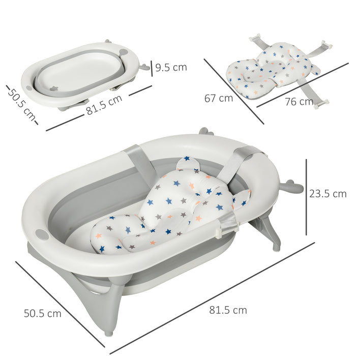 Foldable Infant Bath Tub - Temperature Responsive Drain Plug and Compact Design - Ideal for Newborns to Toddlers up to 3 Years