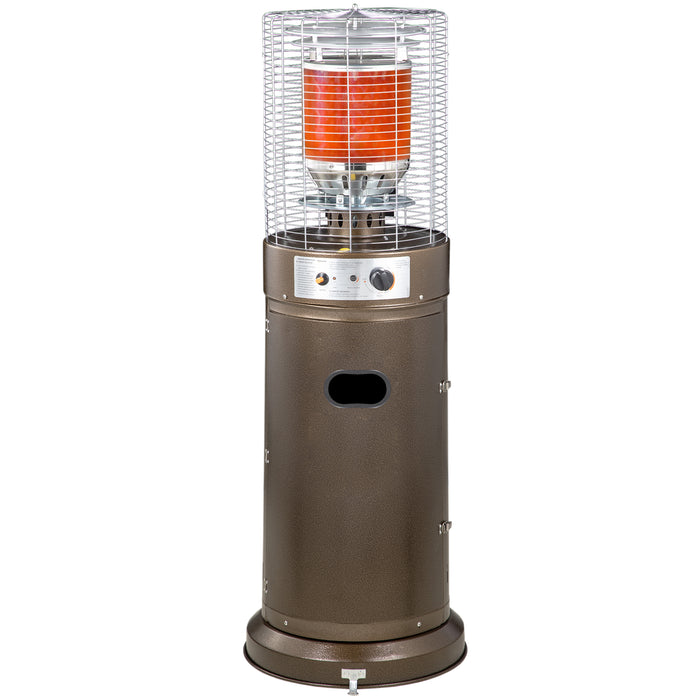 11KW Bullet Patio Heater - Gas-Powered, Electronic Ignition, Glass Tube, Stainless Steel - Ideal for Garden Outdoor Heating, 137cm Tall