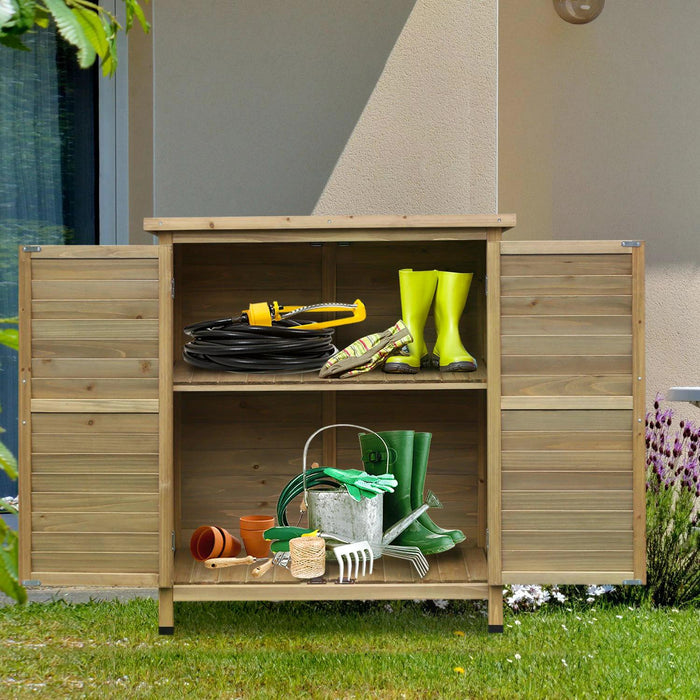 Solid Fir Wood Garden Storage - Sturdy Outdoor Cabinet for Garage Organisation - Ideal for Garden Tool and Equipment Keeping