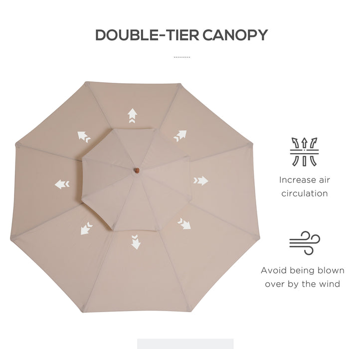 Beige Outdoor Patio Umbrella - Waterproof and UV Protection - Ideal for Garden, Deck, and Poolside Relaxation