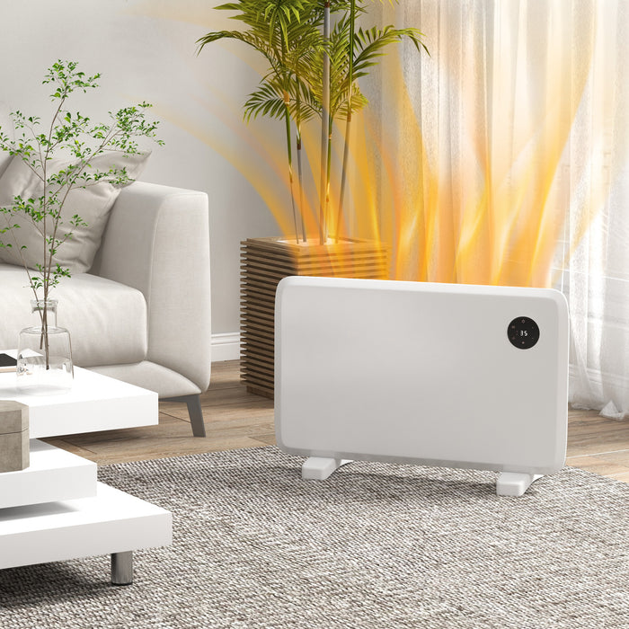 1200W Electric Space Heater - Freestanding/Wall-Mounted Convector with Thermostat and Timer, White - Ideal for Home Heating & Comfort