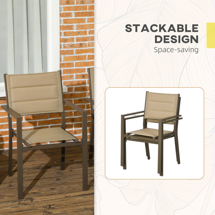 Aluminium Stacking Garden Chairs - Set of 2, Durable Outdoor Seating - Ideal for Patio, Balcony & Lawn Spaces