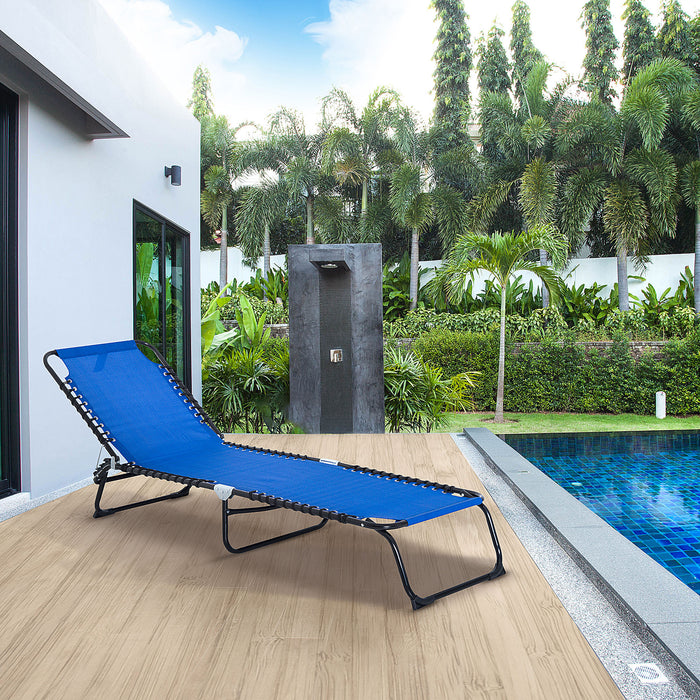 Folding Sun Lounger with 4-Position Adjustable Back - Beach Chaise Chair for Garden, Camping & Hiking - Ideal for Outdoor Relaxation and Sunbathing in Blue