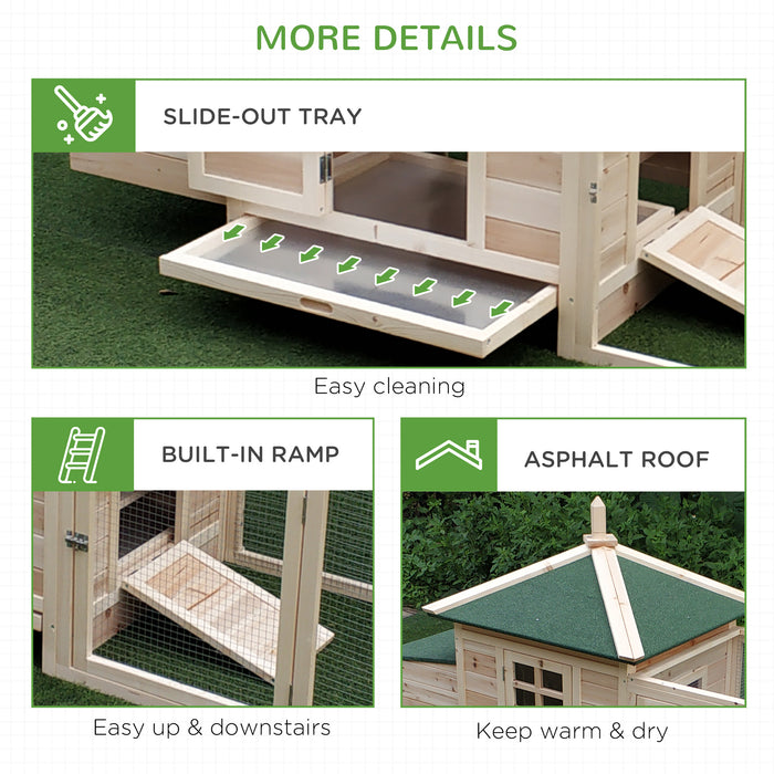 Outdoor Chicken Coop and Rabbit Hutch - Hen House with Nesting Box and Poultry Cage Pen, 196x76x97cm - Ideal for Backyard Farming and Pet Enclosure