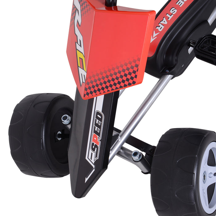 Red & Black Children's Pedal Go Kart - Durable Ride-On Car for Outdoor Fun - Ideal for Kids Aged 3-8 Years