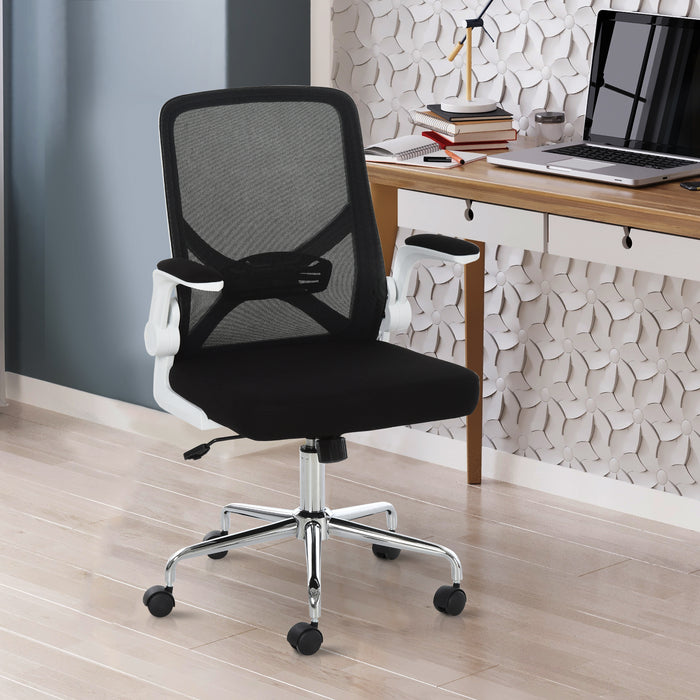 Ergonomic Mesh Swivel Office Chair with Flip-Up Arms - Adjustable High-Back Design with Lumbar Support for Home or Office - Ideal for Comfortable All-Day Seating and Productivity