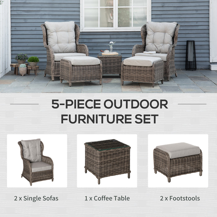 Deluxe Rattan Outdoor Lounge Set - Patio Sofa, Chair & Stool with Aluminium Frame and Wicker Weave - Elegant Brown Furniture for Garden Entertainment