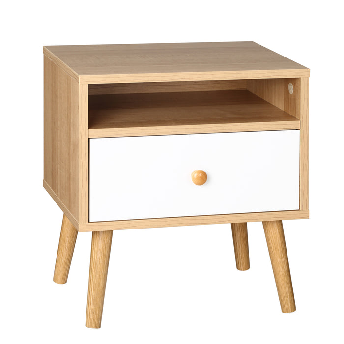 Modern Bedside Table with Drawer and Shelf - Sleek Nightstand for Bedroom and Living Room Storage - Ideal for Contemporary Home Decor and Organization