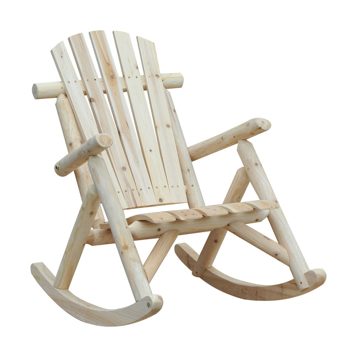 Cedar Wood Adirondack Rocking Chair - Ergonomic Porch Rocker for Garden and Outdoor Relaxation - Traditional Burlywood Finish