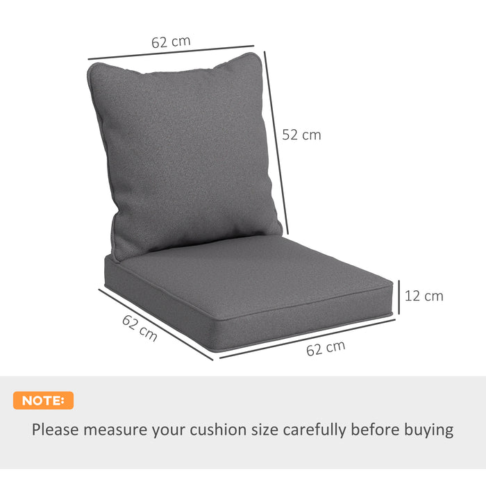 Indoor/Outdoor Charcoal Grey Chair Cushion - 1-Piece Patio Seat and Back Support Pillow Set - Comfort Upgrade for Garden and Home Furniture