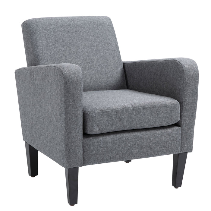 Comfortable Grey Linen Armchair with Padded Seat - Elegant Single Seating Furniture - Ideal for Living Room or Office Relaxation