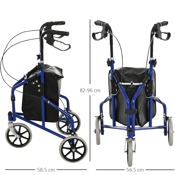 Tri Rollator Walker - Senior and Handicapped-Friendly Three-Wheel Design with Handbrakes & Adjustable Height - Includes Durable PU Storage Bag