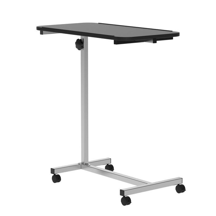 Adjustable Overbed and Chair Rolling Desk - Laptop and Notebook Stand with Lockable Casters, Wooden Top - Ideal for Home Office and Mobility Assistance