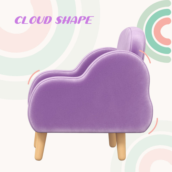 ErgoKids Cloud Chair - Comfy Ergonomic Toddler Armchair in Purple - Perfect Mini Sofa for Children's Playroom, Ages 1.5-5 Years