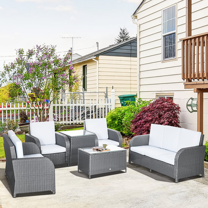 Luxurious 7-Piece Rattan Outdoor Furniture Set - Includes Wicker Sofa, Reclining Chairs & Glass Top Coffee Table - Perfect for Garden Patio Entertainment & Relaxation