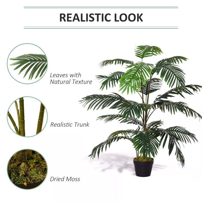 Artificial Palm Plant Tree 140cm/4.6FT - Decorative Faux Greenery with 20 Lifelike Leaves in Nursery Pot - Ideal for Indoor/Outdoor Enhancements & Home Office Decor