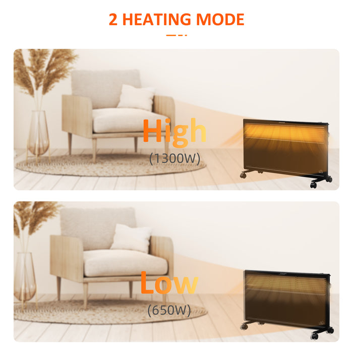 Convector 2000W Electric Radiator Heater - Freestanding/Wall-Mounted, 2 Heat Settings, Adjustable Thermostat - Portable Home Heating with Safety Cut-Off Feature