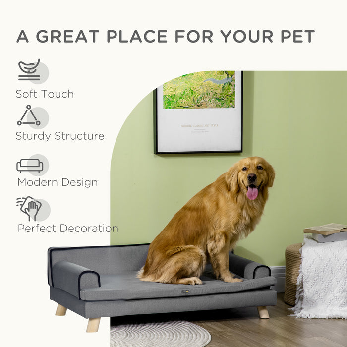 Elevated Dog Sofa with Sturdy Legs - Water-Resistant Fabric Pet Lounge Chair Bed for Medium to Large Dogs, Grey - Comfortable Sleeping Solution for Furry Friends, 100 x 62 x 32 cm