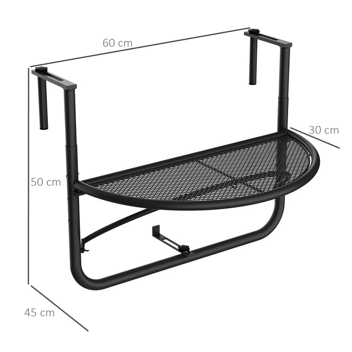 Balcony Mate - Semi-Circular Hanging Table for Outdoor Spaces, Adjustable Metal Coffee Table - Ideal for Small Balconies and Limited Spaces