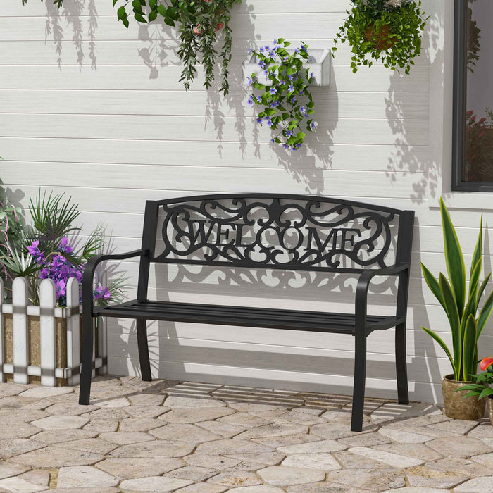 2-Person Metal Patio Bench - Outdoor Seating for Garden, Park, & Porch - Durable Weather-Resistant Love Seat