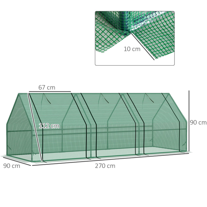 Poly Tunnel Steeple Greenhouse with Durable Steel Frame - Spacious 270x90x90 cm Design - Ideal for Year-Round Gardening Enthusiasts