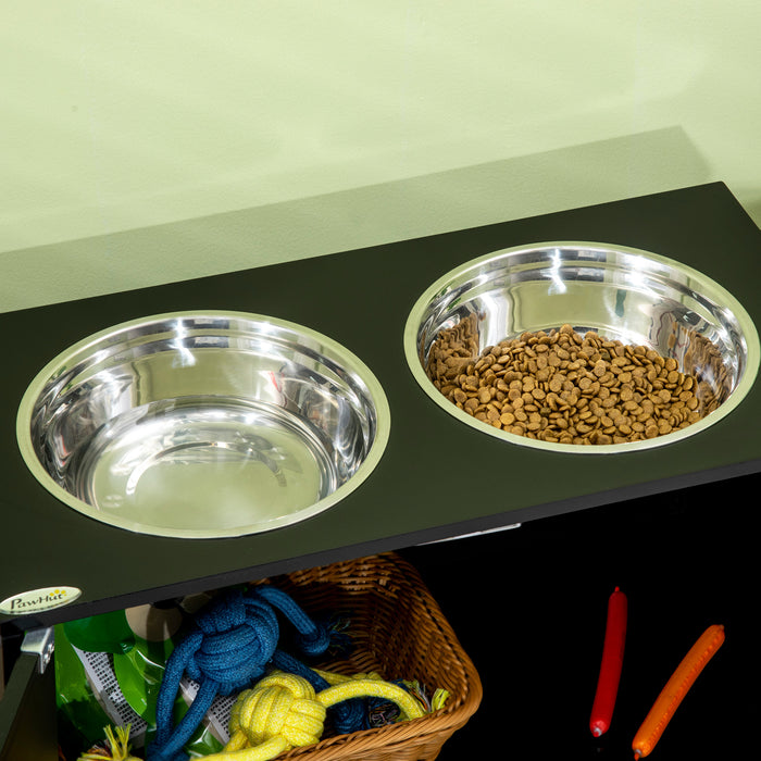 Elevated Pet Feeding Station for Large Dogs - Includes Stand, Storage Space & Dual Stainless Steel Bowls - Ideal for Comfortable Eating & Drinking Experience