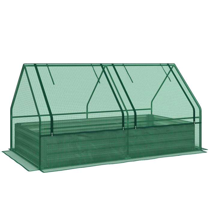 Raised Metal Planter Box with Greenhouse Cover - Ideal for Herbs & Vegetables, Durable Outdoor Garden Bed - Perfect for Green Thumbs in Urban Spaces