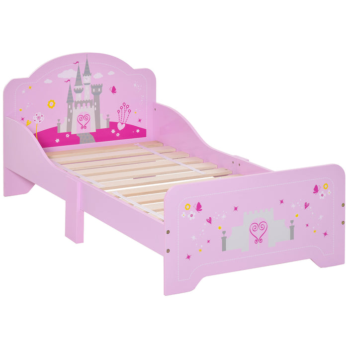 Kids Castle Bed with Charming Pink Design - MDF Construction Single Sleeper for Children - Perfect Bed for Little Princesses