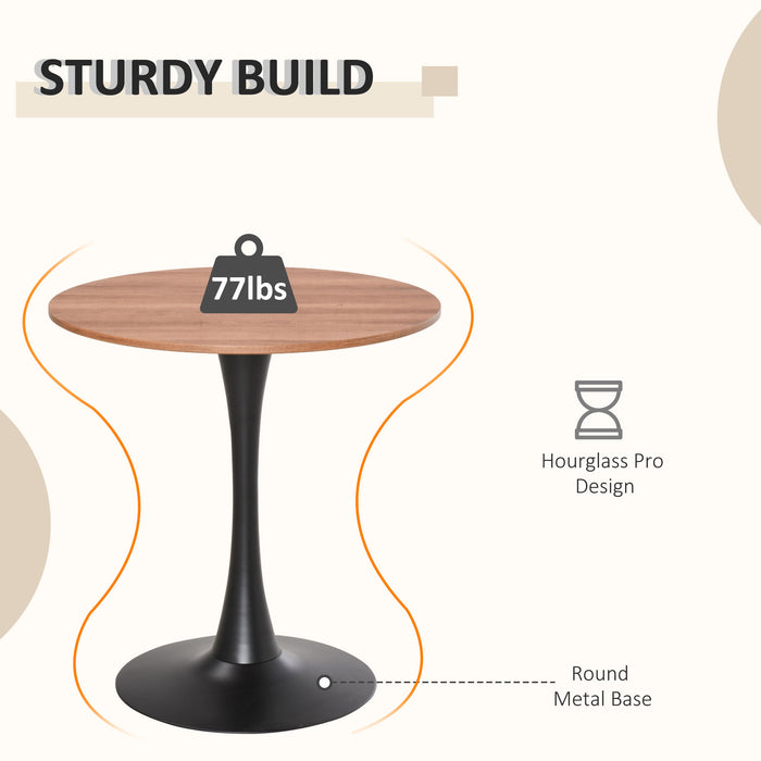 Round Dining Table with Metal Base - Contemporary Leisure Coffee Bistro Furniture for Kitchen & Dining Room - Stylish Brown Table for Home Entertainment