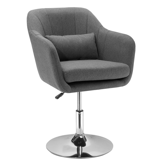 Contemporary Swivel Accent Chair with Adjustable Height - Vanity Armchair, Thick Cushion, & Lumbar Support - Ideal for Bedroom Comfort & Style